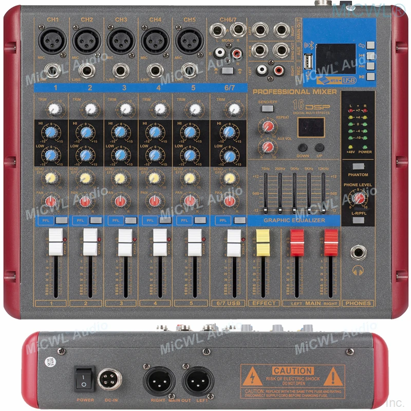 US $175.75 MICWL 9 Channel Live Audio Microphone Mixers Mixing Console De Mixage Consola Stereo Bluetooth XLR 48V Phantom Power Sound Card