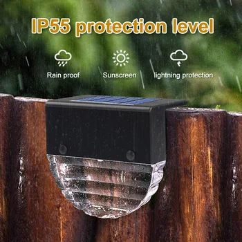 

4pcs Fence Pathway Balcony Battery Powered Solar Deck Lights IP55 Waterproof Garden Decor Landscape ABS Patio Auto On Off