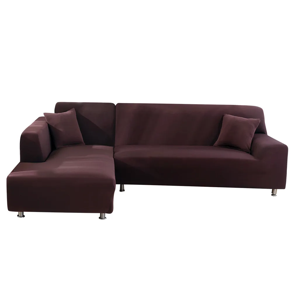 Chaise Longue Sofa Slipcover L Shaped Sofa Covers 2 Pcs Covers For Corner Sofa Living Room Stretch Corner Sofa Covers - Цвет: coffee