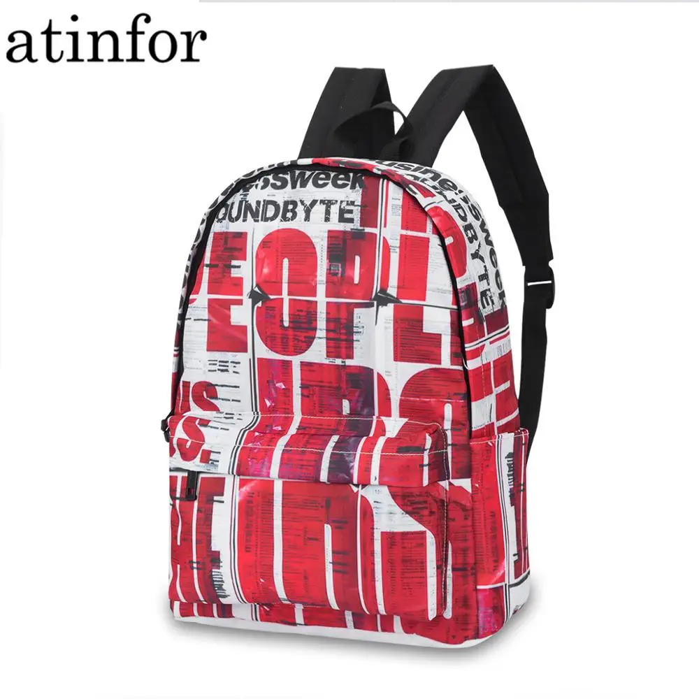 atinfor Brand Waterproof Letter Printing Backpacks Women Minimalist