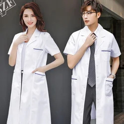 4Styles S-2XL Single-breasted White Long Nurse Doctor Work Clothes With Pockets Simple Men Women Lab Overalls Uniform Wear