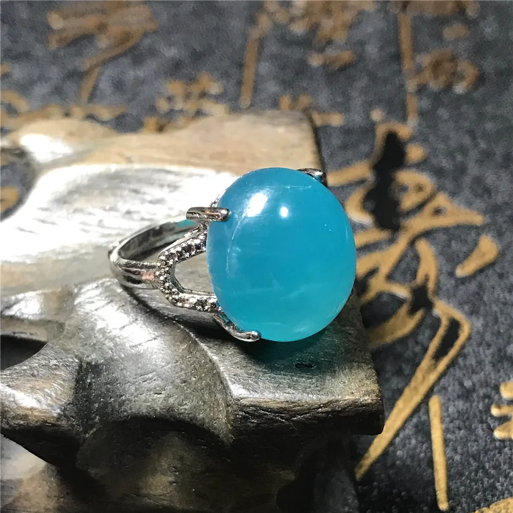 

Кольцо из натурального зеленого амазонита, 15 х13 мм