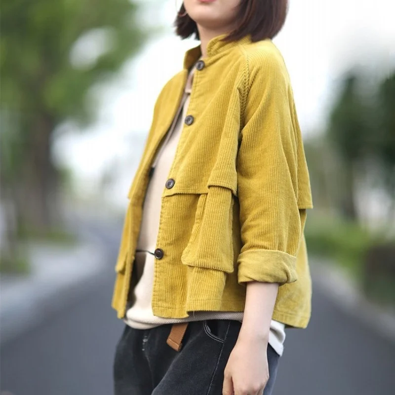 

Куртка-карго Женская бархатная с длинным рукавом и воротником-стойкой