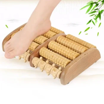 

5 Roller Elderly Health Care Home Wooden Portable Office Yoga Foot Massager Pain Relief Stress Relax Leg Shoulder Entertainment