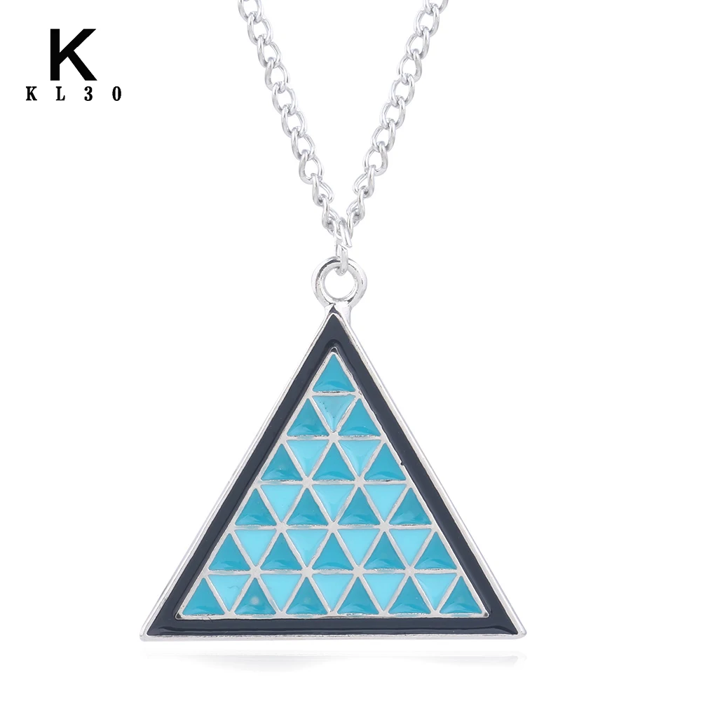 Игра Детройт стать человеческим кулоном Ожерелье s Женщины Синий Треугольник Эмаль Шарм ожерелье Модные ювелирные изделия треугольные аксессуары