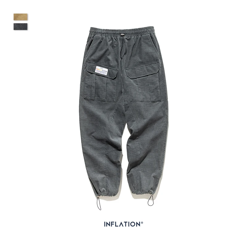 Коллекция, мужские повседневные вельветовые штаны для бега, мужские свободные вельветовые комбинезоны, одноцветные повседневные мужские штаны 93319W - Цвет: Dark grey