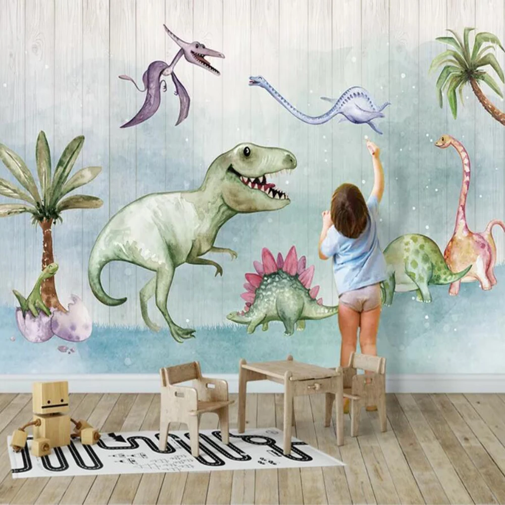 

Drop Shipping Custom 3D Wallpaper Murals Simple Dinosaur Wood Children's Room Living Room Bedroom Wall Decoration Wallpaper