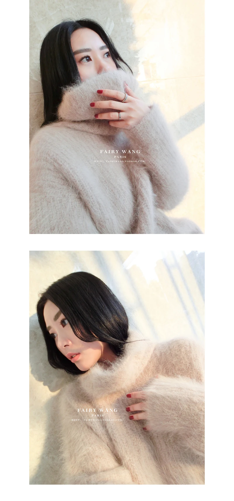 Осень зима толстый теплый свитер средней длины женский корейский стиль Синтетическая норка кашемир Пушистый свитер с воротником
