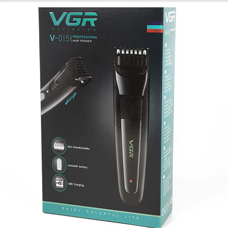 VGR 015 Hair Clipper Professional Barber Beard Styler Stainless Head USB Rechargeable Washable Noise Reduction Trimmer VGR V015 6