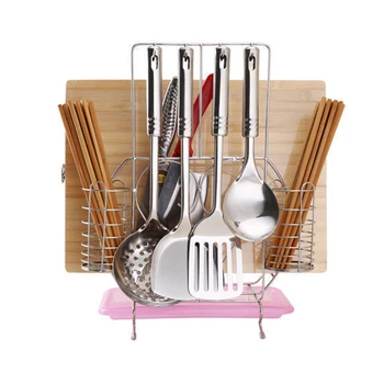 

Stainless Steel Knife Holder Cutting Board Pot Lid Goblet Shelf Chopstick Holder Shovel Spoon Storage Rack Kitchen Supplies