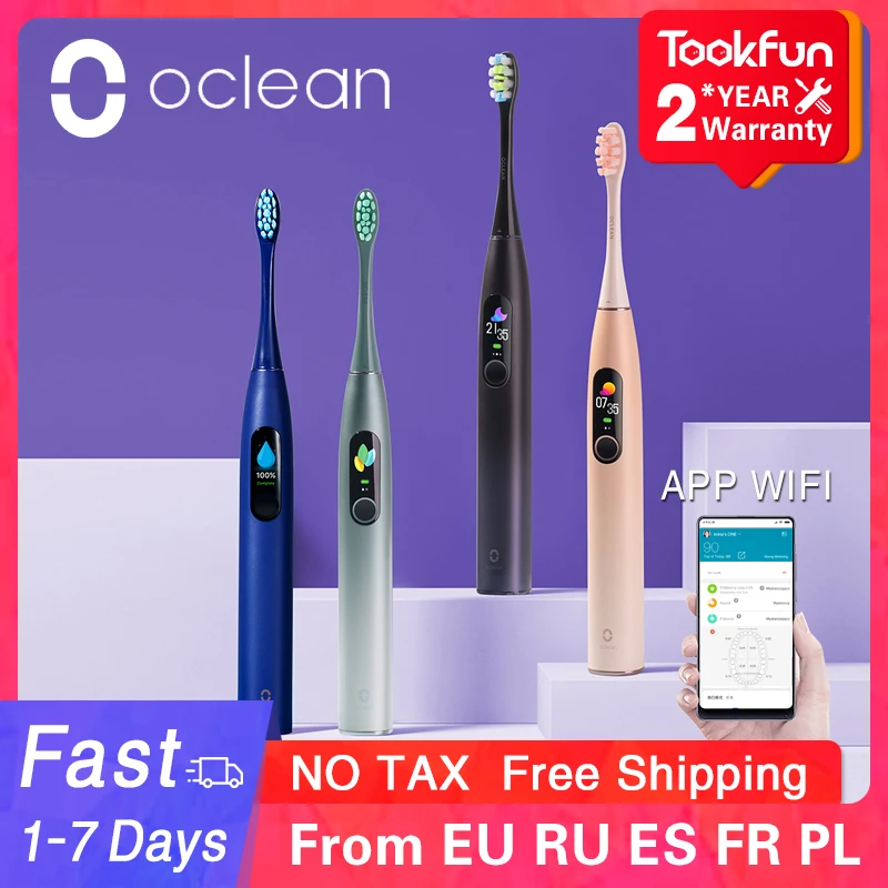 Liquidación Oclean-cepillo de dientes eléctrico sónico X Pro, blanqueamiento de dientes, vibrador, carga inalámbrica, 40 días, funciona con la aplicación inteligente, control Ultra sónico de los dientes y9VKM67Ak7X