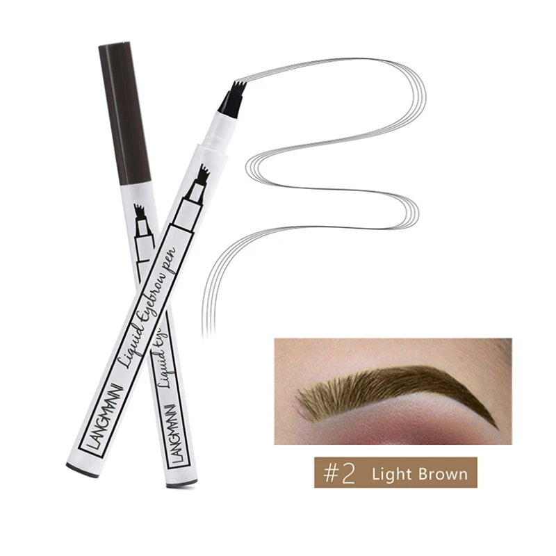 Microblading тату-ручка для бровей, водостойкая, 4 головки, тонкий эскиз, жидкий карандаш для бровей, стойкий макияж бровей, 3 цвета - Цвет: 2
