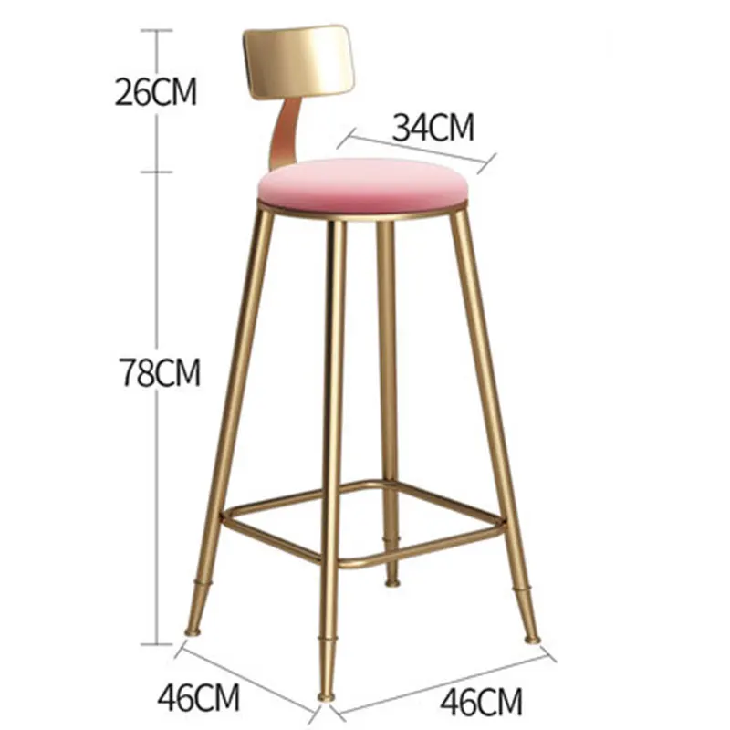 78 cm Pink cushion Скандинавский Золотой барный стул десертный магазин Кафе Ресторан Досуг стул барный стул и барная скамья различные цвета и различные высоты - Цвет: 78 cm Pink cushion