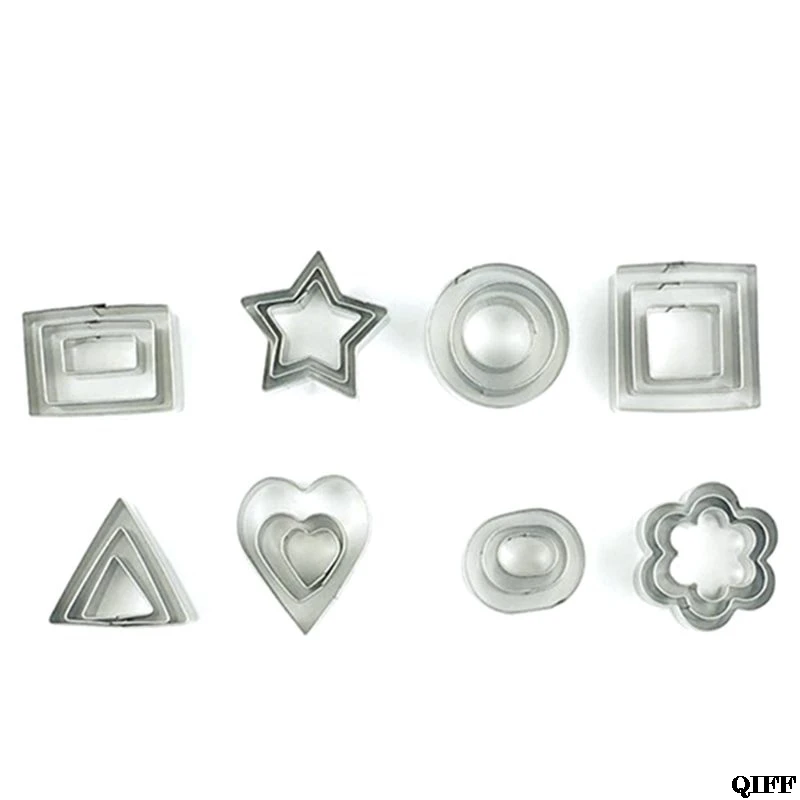 Cookie Cutter Shapes Set- 24 Small Molds to Cut Out Pastry Dough, Pie Crust Fruit Flower Heart Star Geometric Shapes Cut