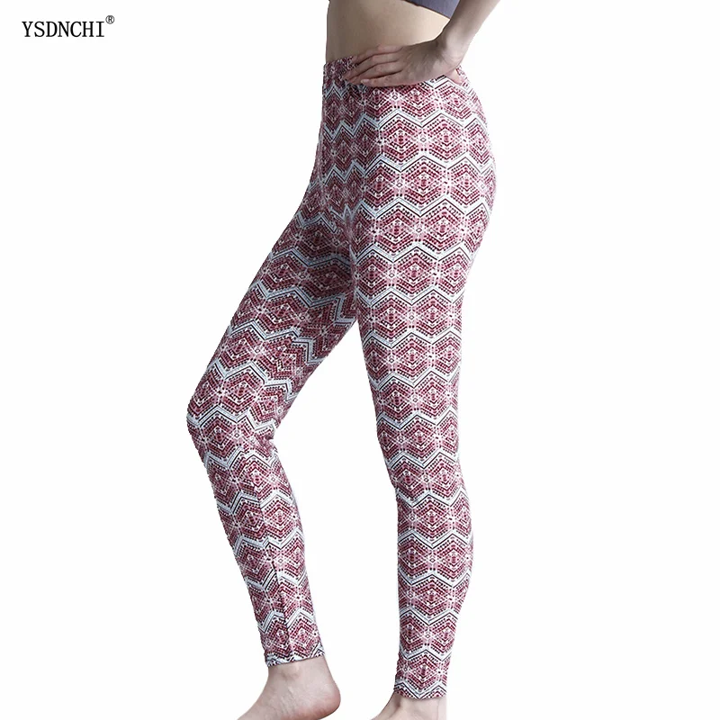 

YSDNCHI Women Sport Tight Gym Pants High Waist Comfort Print Yoga Leggings Push Up Running Sexy Elasticity Gym Fitness Trousers