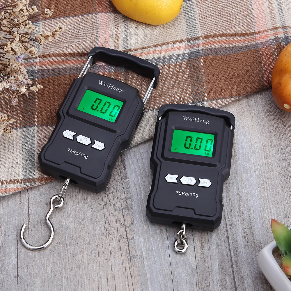 

75Kg/10g Multifunctional Electronic Backlight Weighing Scale Digital Fishing Postal Hanging Hook Scale with Measuring Tape