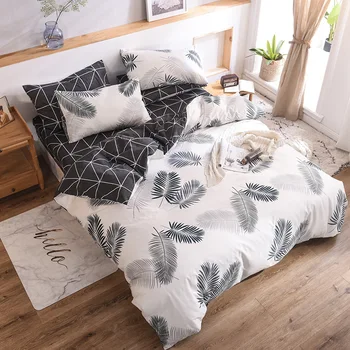 

Nordic Style Combed Cotton Bedding Set 3/4 Pieces set Duvet Cover Leaves Pattern Pillowcase for Kids Girl Boy Chirstmast Gifts