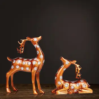

2Pcs Sika Deer Elk Figurine Sculpture Cabinet Display Table Decor Home Decoration Crafts