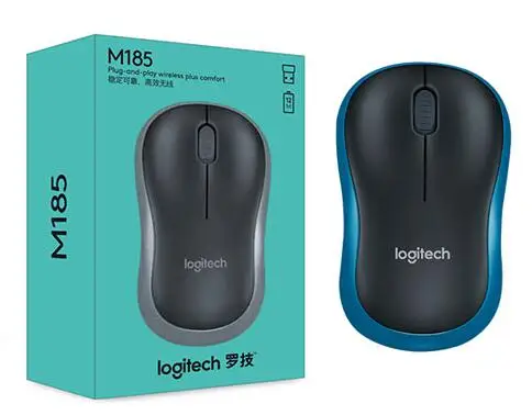Синий Оригинальная коробка, мышь logitech M185, 2,4G, беспроводная мышь для ноутбука, ПК, компьютера, Мыши с USB нано-приемником - Цвет: Синий