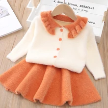 Платье для маленьких девочек; сезон осень-зима; платья принцессы для девочек; детская одежда; пальто и вечерние платья-пачки; Весенний Детский свитер; вязаная одежда