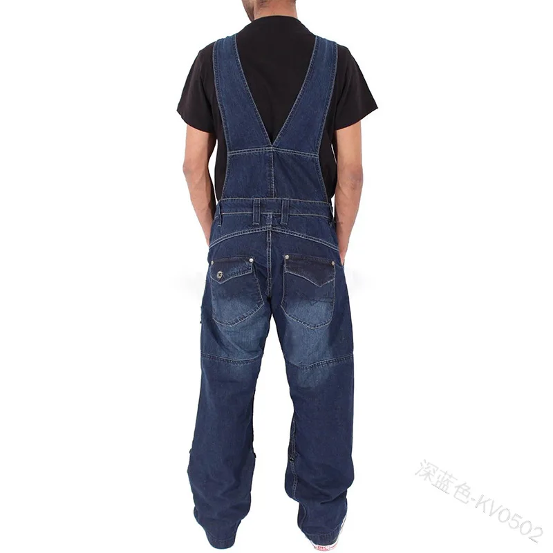 KIOVNO, мужские Модные Повседневные джинсы, комбинезоны с несколькими карманами, свободные джинсовые комбинезоны на лямках для мужчин, размер S-3XL