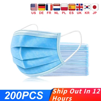 

5-200pcs Medical Mask Mouth Masks Non Woven Earloops Mask Blue Protective Masks Disposable Facial Masks Meltblown Cloth Masks