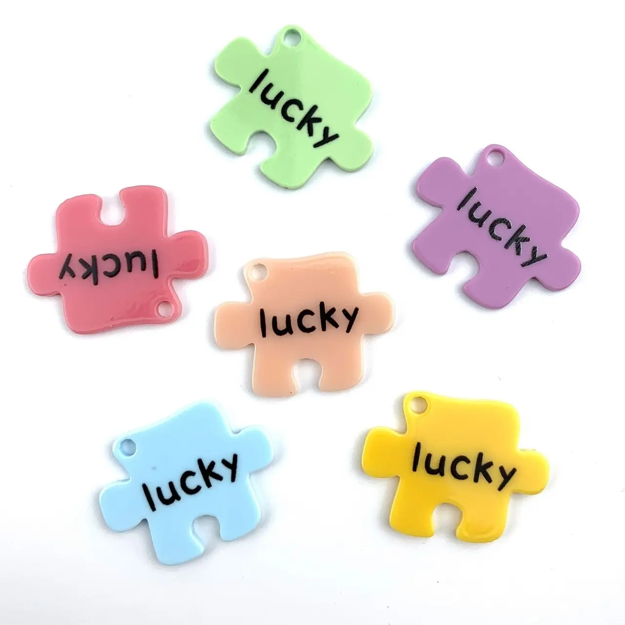 10 шт./упак. Шарм для слаймов &quotПазл с надписью lucky&quot поделок украшений DIY