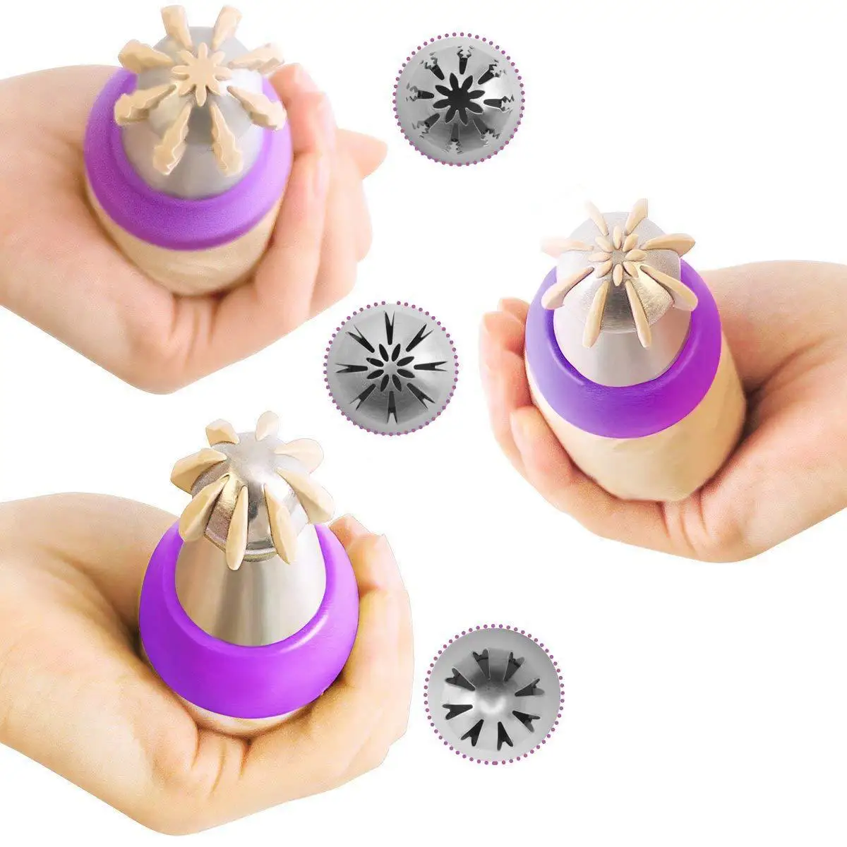 

8PCS Icing Piping Nozzles Pastry Cream Tips Flower Torch Pastry Tube Decoration Cupcake Stainless Steel Sphere Ball Shape