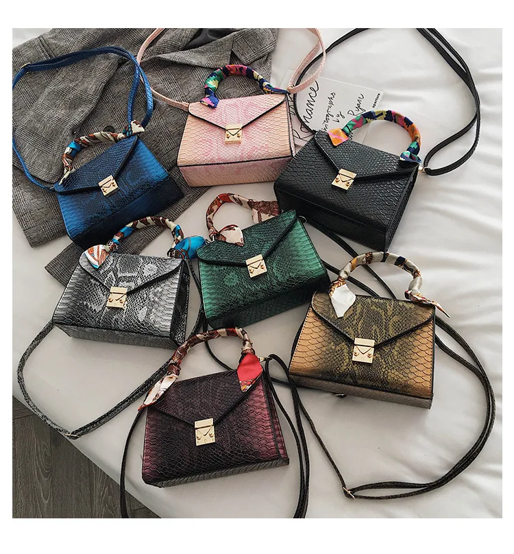 Luxury Crocodile Pattern Crossbody Bags For Women 2019 Small Scarf Handbag PU Leather Hand Bag Ladies Designer Shoulder Bag Blue (1)