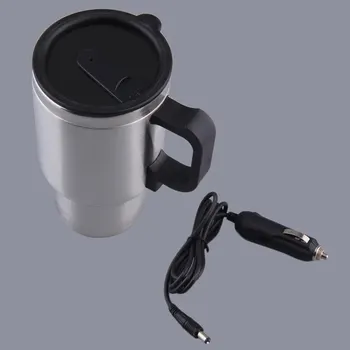 

New Stainless Steel Vehicle Mounted Cup Heated Travel Mug 12V 500ML + Cable