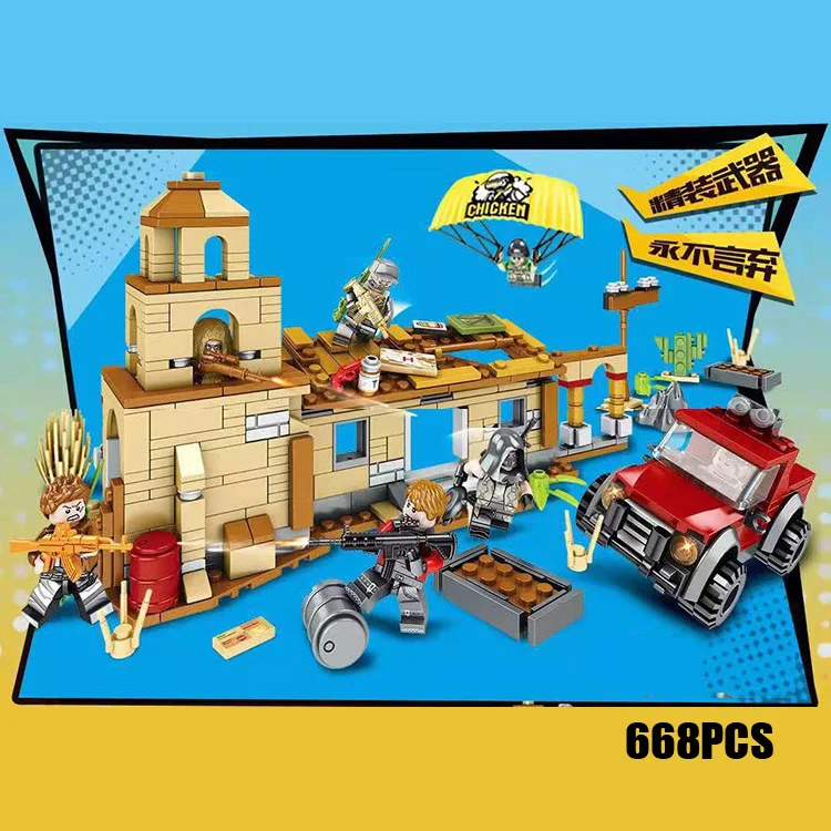 

modern military game pubg Battlefield moc scenes building block Desert Chapel batisbricks army figures Ghillie suit bricks toys