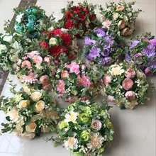 Свадебный реквизит дорожный ведущий цветочный шар для свадьбы Т станция макет искусственный цветок набор декоративный Шелковый ряд цветов пион поддельный цветок