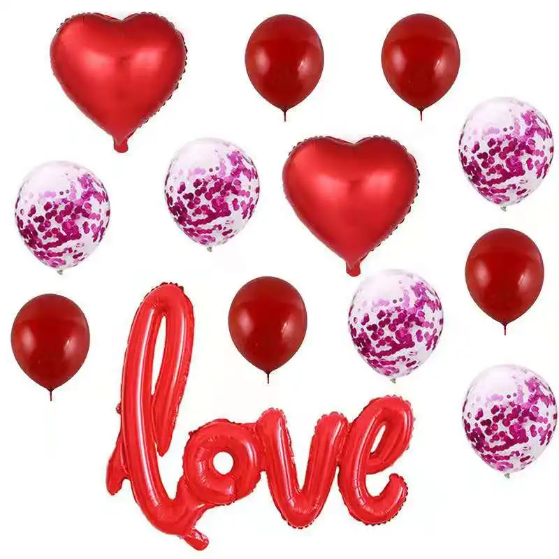 LOVE Aluminum Film Balloon Confetti Latex Wedding Valentine's Day Party Decoratio | Дом и сад