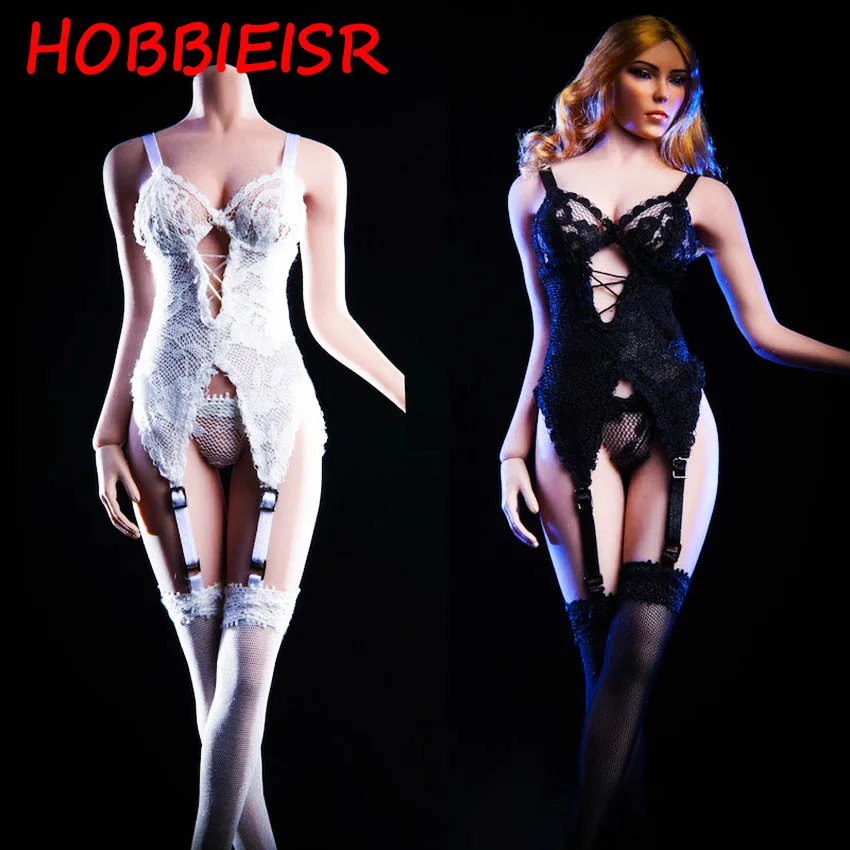 

2 Colors Suit 1/6 Scale Female Underwear Clothes Girl Sexy Stockings Tights Lace Sling Clothing Set for 12" Figure Action Doll