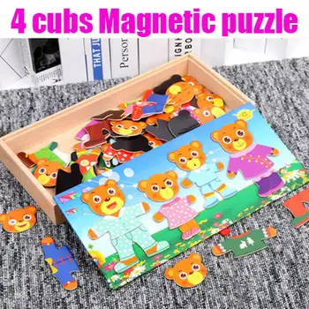 

Little Bear Change Clothes Children's Early Education Wooden Jigsaw Puzzle Dressing Game Baby Wooden Puzzle Toys Children Gift