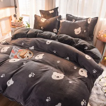 

Winter Coral Fleece Bedding Linen Quilt Plush Denim Suede Fleece