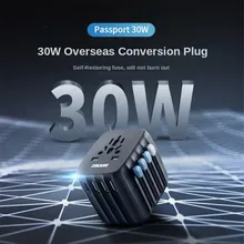 Zendure Passport 30W Power Delivery Auto-Resetting Fuse Travel Plug Worldwide Conversion Socket Conversion Plug Travel Adapter