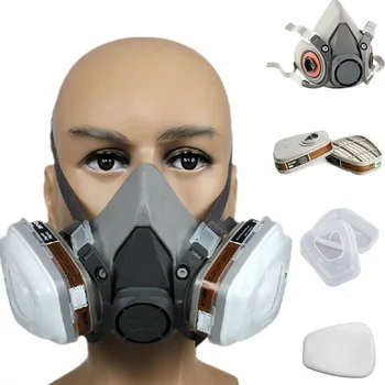 

Adults Anti PM2.5 Air Pollution Dust Mouth Face Mask Filter Respirator 7 In 1 Industrial Gas Masks for Working Painting Spraying