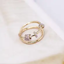 Кольцо с перекрестной линией, уникальное Стильное женское маленькое кольцо