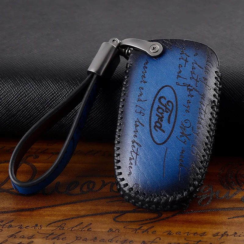 

Genuine Leather Car Key Case Cover for Ford EcoSport Escape Kuga Expedition EL Max Explorer Galaxy S-Max F-Series Raptor Focus