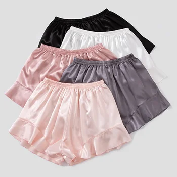 

Elastic Flounce Design Solid Daily Moisture Absorbing Loose Elegant Thin High Waist Women Safety Pants Short Soft Underwear