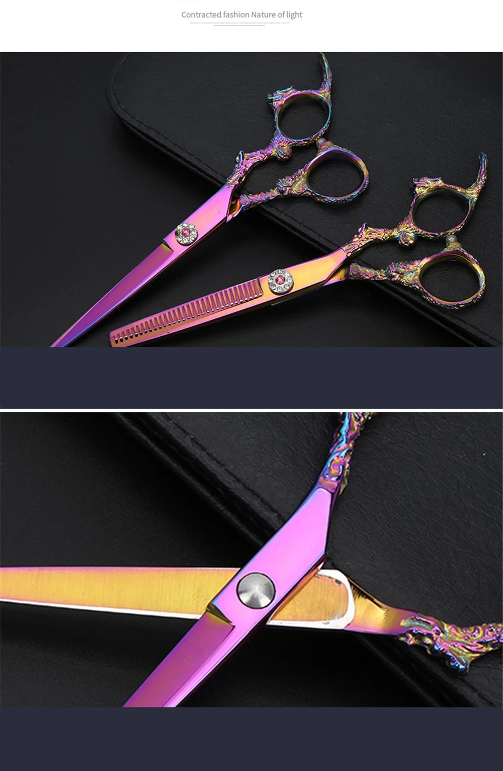 GOZLILI Professional Grooming Scissors Stainless Steel Electroplatin Hair Thinning Shear Sharp Edge Scissors Barber Cutting Tool (12)