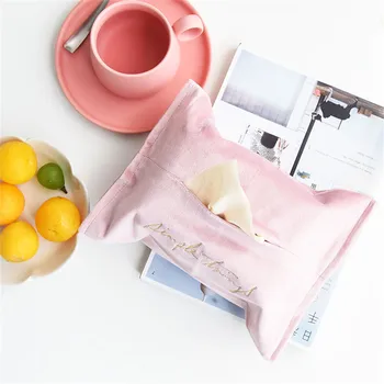 

Tissue Bag Car Wet Wipes Cases Container Home Velvet Fabric Paper Towel Bags Scandinavia Embroidery Napkin Dispenser Holder