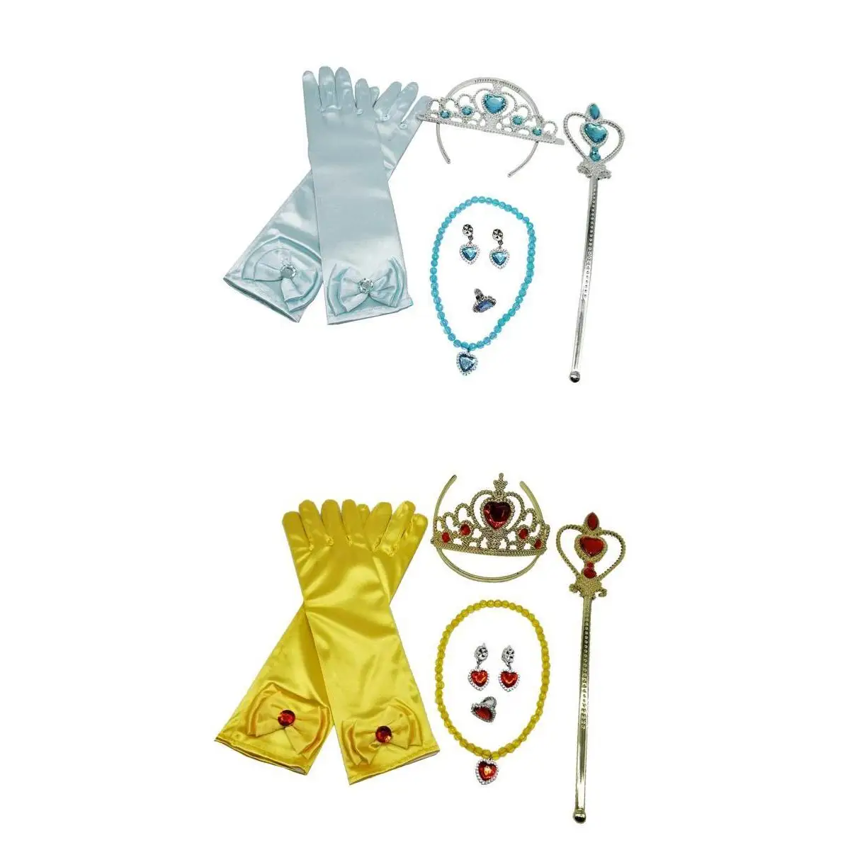 Blue Yelow Princess Dress up Accessories Gift Set for Belle Crown Sceptre Jewerly Set