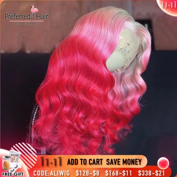 

Preferred Brazilian Remy Pink Lace Front Wig Preplucked Blue T Black Ombre Human Hair Purple Wig Transparent Lace Wigs For Women