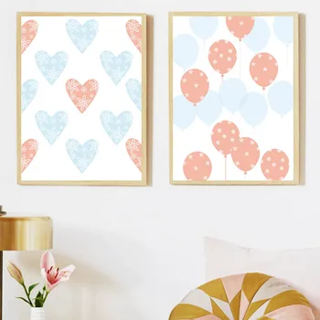 

Balloon Heart Pink Blue Decorative Painting Love Home Decoration Canvas Painting Wall Poster No Frame Painting Living Room Decor