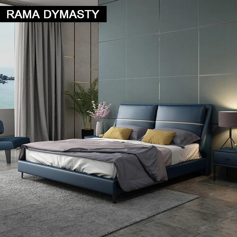 High Quality Genuine leather bed frame Soft Beds King/Queen size for bedroom bed