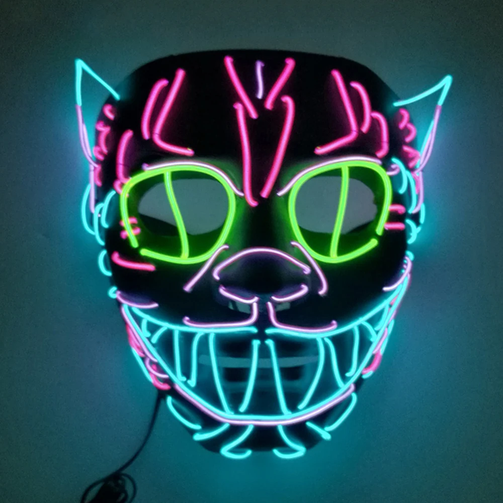 Cat mask Маска на Хэллоуин Светодиодный свет маска «кошка» костюм DJ светящиеся Вечерние Маски сияющая Косплей светящаяся маска Хэллоуин Giftt светящаяся маска - Цвет: Cat mask