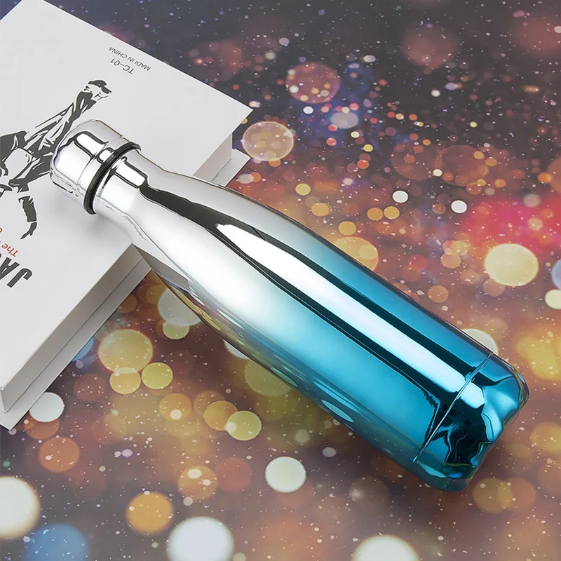 

500ML Electroplated Stainless Steel Bottle Drinkware Tour Outdoor Sport School Leak Proof Seal Climbing Water Bottles