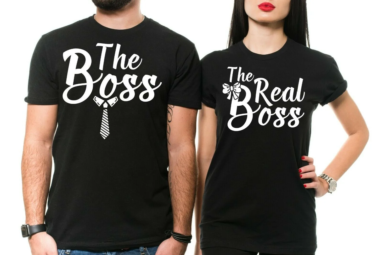 Забавная парная Футболка Boss Real подарок на день Святого Валентина подходящие
